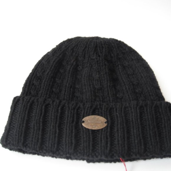 Hand Knitted Hat Toque Adult Size S-(M Acrylic Color Black - 018 Hand knit by me - Picture 7 of 9